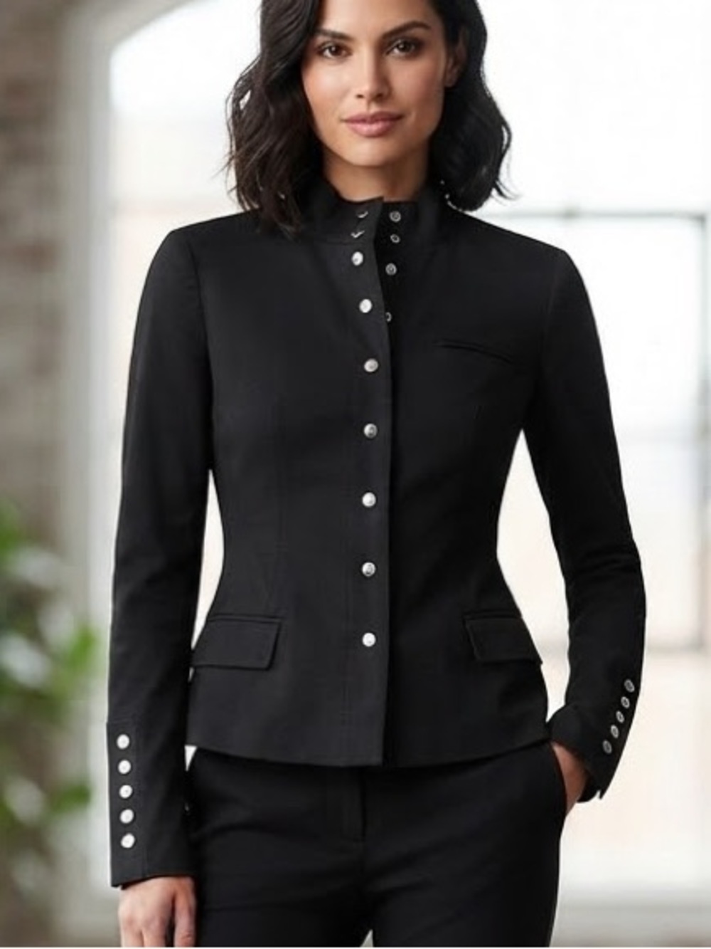 Piazza Sempione military-inspired stand-collar blazer